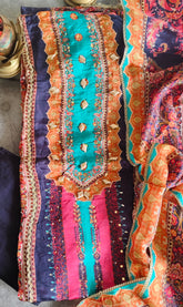 Graceful Upara Silk Digital Print Suit with Gotta & Mirror Highlighting